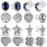 925 Silver Zircon CZ Studs Earrings Wedding Engagement Jewelry