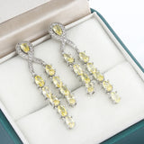 925 Silver Baroque Diamond Earrings Red Sapphire Square Light Crystal Gift