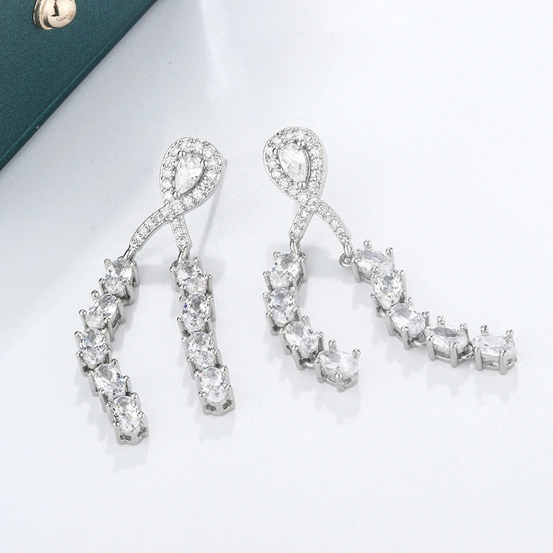 925 Silver Baroque Diamond Earrings Red Sapphire Square Light Crystal Gift