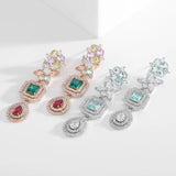 925 Silver Zircon Dangle Earrings Long Drop Wedding Jewelry