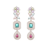 925 Silver Zircon Dangle Earrings Long Drop Wedding Jewelry
