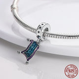 925 Silver Enamel Witch Teapot Candle Dangle Charm Pendant Beads