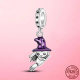 925 Silver Enamel Witch Teapot Candle Dangle Charm Pendant Beads
