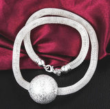 925 Silver Big Ball Net Necklace X11