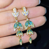 925 Silver Paraiba Drop Earrings Tassel Shape Jewelry
