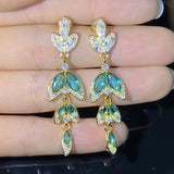 925 Silver Paraiba Drop Earrings Tassel Shape Jewelry