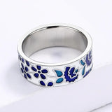 925 Silver Enamel Flower Bridal Ring