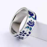 925 Silver Enamel Flower Bridal Ring