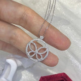 925 Silver Zircon Sun Flower Clover Pendant Necklace
