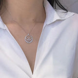 925 Silver Zircon Sun Flower Clover Pendant Necklace