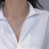 925 Silver Zircon Sun Flower Clover Pendant Necklace