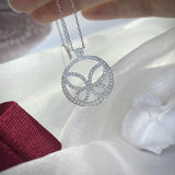 925 Silver Zircon Sun Flower Clover Pendant Necklace