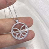 925 Silver Zircon Sun Flower Clover Pendant Necklace