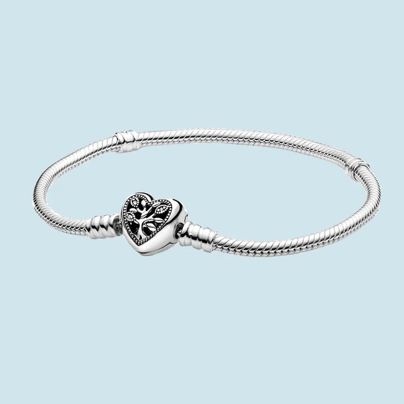 925 Silver Family Tree Snake Chain Bracelet for Women