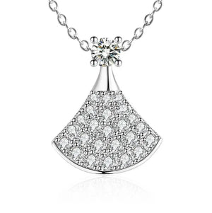 925 Silver Fan Necklace Pendant 1.0ct D Moissanite Pass Diamond Test