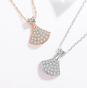 925 Silver Fan Necklace Pendant 1.0ct D Moissanite Pass Diamond Test