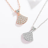 925 Silver Fan Necklace Pendant 1.0ct D Moissanite Pass Diamond Test