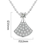 925 Silver Fan Necklace Pendant 1.0ct D Moissanite Pass Diamond Test