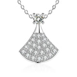 925 Silver Fan Necklace Pendant 1.0ct D Moissanite Pass Diamond Test