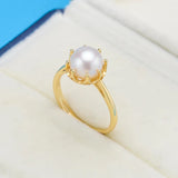 925 Silver Charm Crown Pearl Ring Finger Ring Settings Adjustable Ring