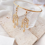 925 Silver Dream Catcher Star Leaf Earrings Female Long Leaf Tassel