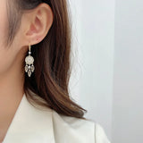 925 Silver Dream Catcher Star Leaf Earrings Female Long Leaf Tassel