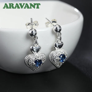 925 Silver Heart Amethyst Earring Wedding Party Jewelry
