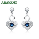 925 Silver Heart Amethyst Earring Wedding Party Jewelry