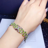 925 Silver Diamond Amethyst Peridot Bracelet For Women Jewelry