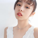 925 Silver Bow Necklace High Diamond Inlaid Ladies Gift