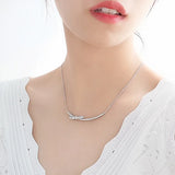925 Silver Bow Necklace High Diamond Inlaid Ladies Gift