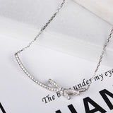 925 Silver Bow Necklace High Diamond Inlaid Ladies Gift