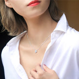 925 Silver Zircon Necklace Ladies Clavicle Chain Party Anniversary Gift
