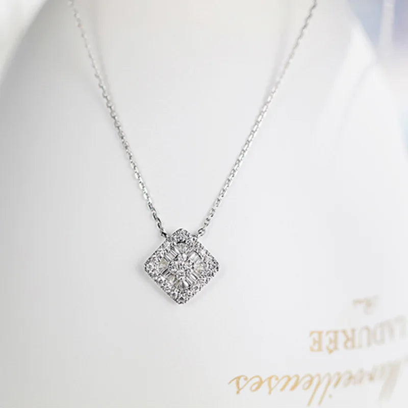 925 Silver Zircon Necklace Ladies Clavicle Chain Party Anniversary Gift