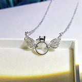 925 Silver Angel Wing Zircon Necklace Jewelry