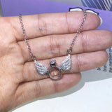 925 Silver Angel Wing Zircon Necklace Jewelry