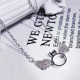 925 Silver Angel Wing Zircon Necklace Jewelry