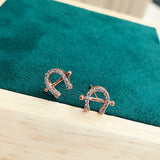 925 Silver U-shaped Rose Earrings Women Memorial Jewelry