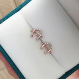 925 Silver U-shaped Rose Earrings Women Memorial Jewelry