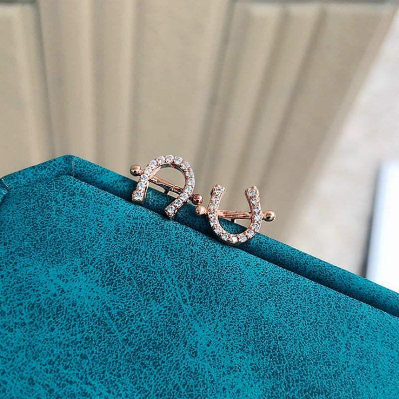 925 Silver U-shaped Rose Earrings Women Memorial Jewelry