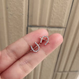 925 Silver U-shaped Rose Earrings Women Memorial Jewelry