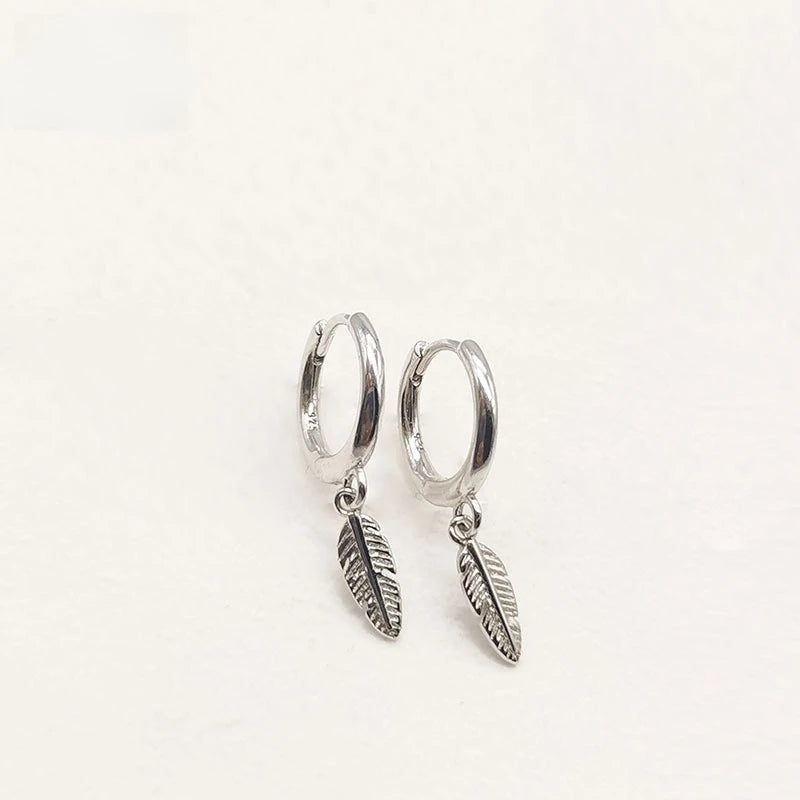 925 Silver Feather Earrings for Women Unusual Wedding Stud Earrings