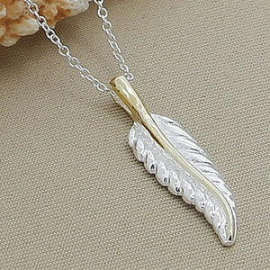 925 Silver Feather Pendant Necklace for Women
