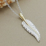 925 Silver Feather Pendant Necklace for Women