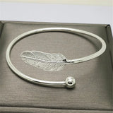 925 Silver Feather Bracelet Nostalgic Retro Party Gift