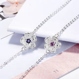 925 Silver Flower Bracelet Clear Crystal Plum Blossom Charm Chain Jewelry