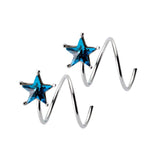925 Silver Star Stud Earrings Wave Spring Style Gift Women Merry Christmas