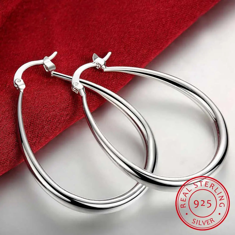 925 Silver Hoop Earrings For Women High Jewelry Gift