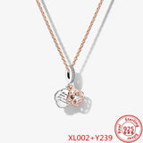 925 Silver Flamingo Zircon Pendant Necklace for Women