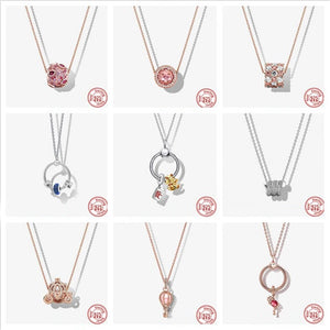 925 Silver Flamingo Zircon Pendant Necklace for Women
